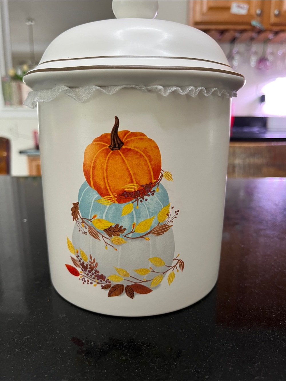 Celebrate It White Ceramic Pumpkin Stack Storage Canister